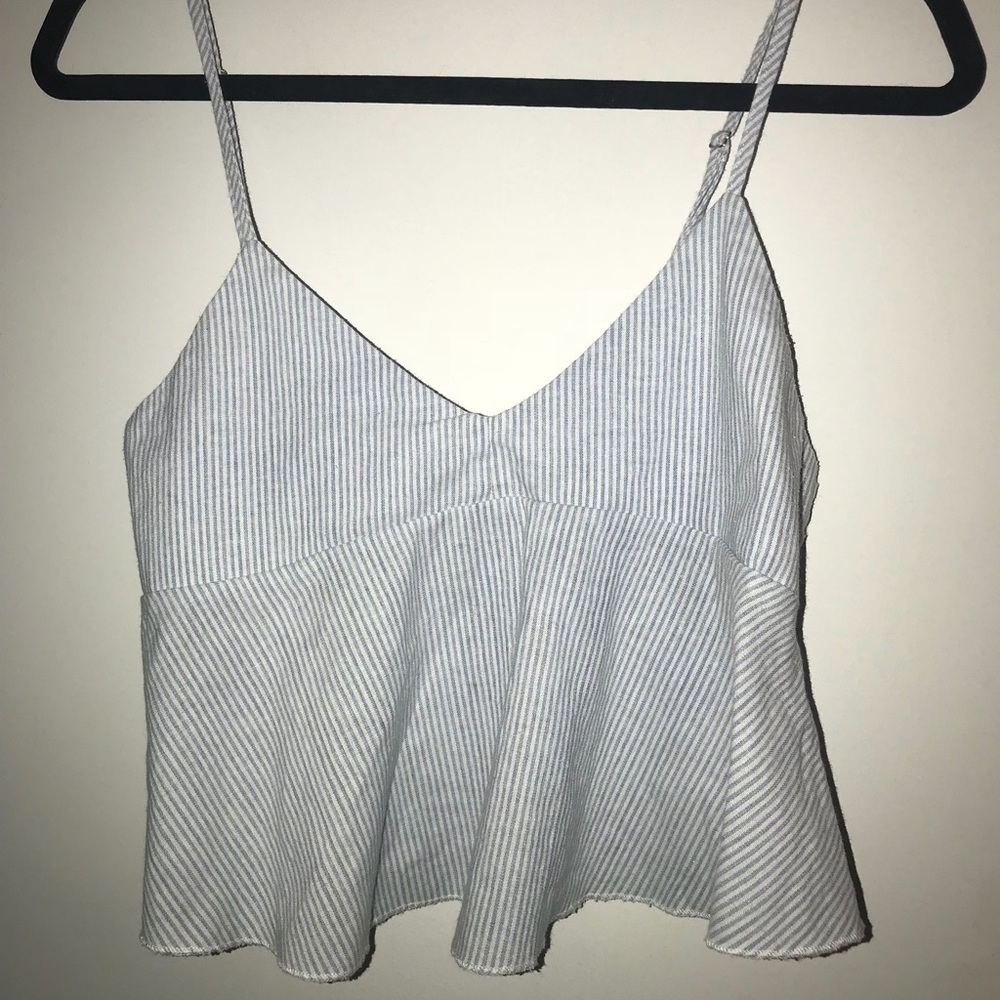 Blue & White Stripe Crop Tank